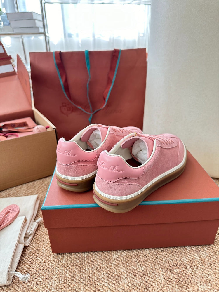 Women Loro Piana Suede Low-Top Sneakers - Rose Pink