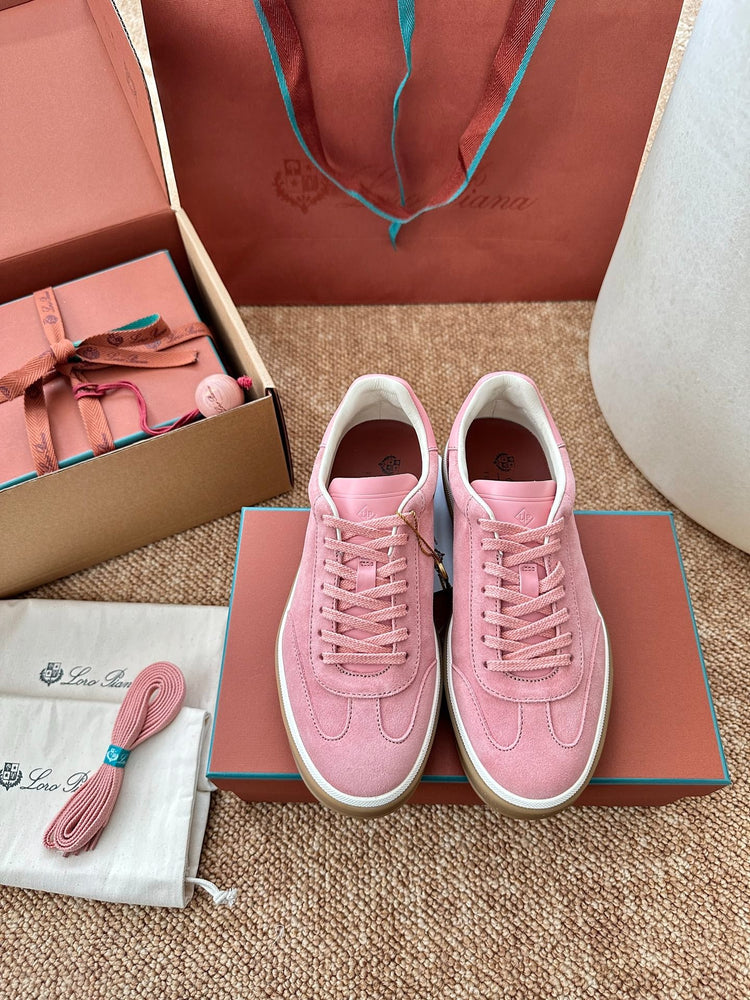 Women Loro Piana Suede Low-Top Sneakers - Rose Pink