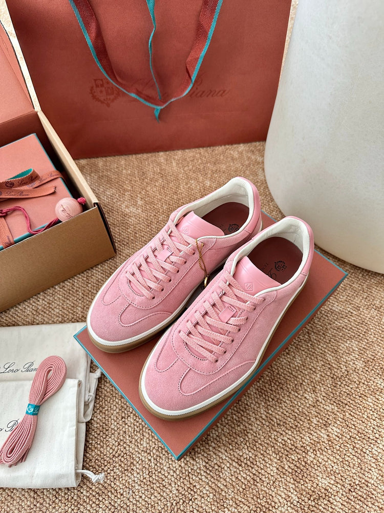 Women Loro Piana Suede Low-Top Sneakers - Rose Pink