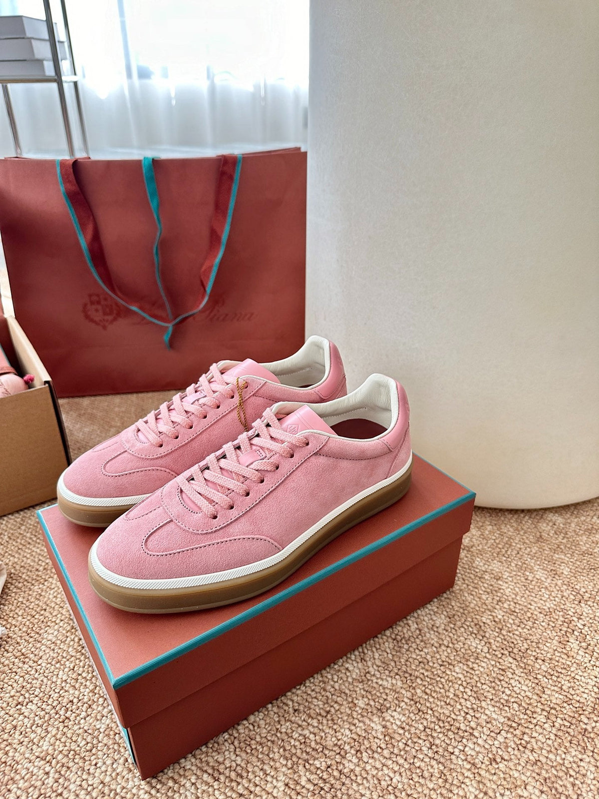 Women Loro Piana Suede Low-Top Sneakers - Rose Pink