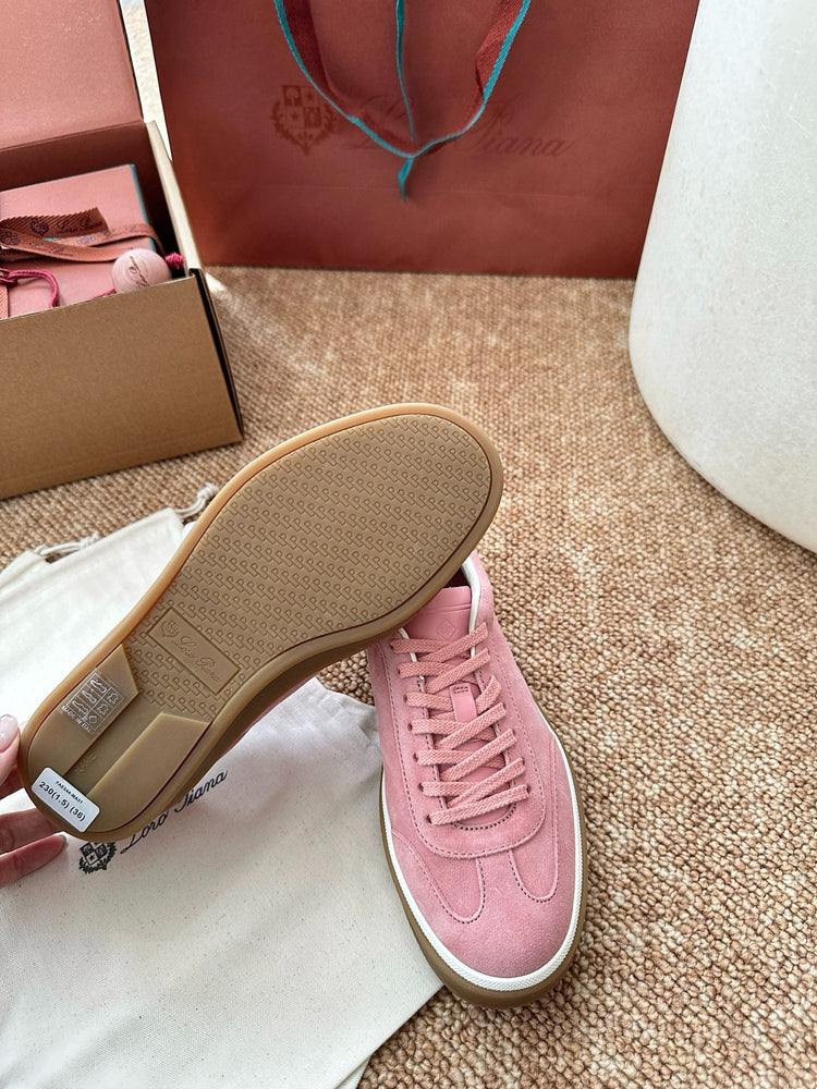 Women Loro Piana Suede Low-Top Sneakers - Rose Pink