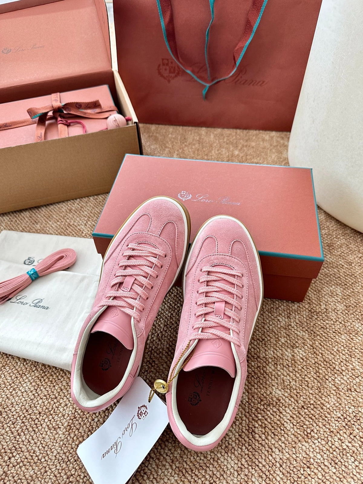 Women Loro Piana Suede Low-Top Sneakers - Rose Pink