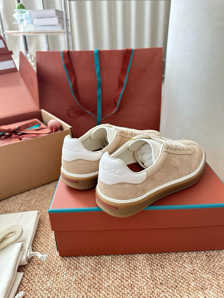Women Loro Piana Suede Low-Top Sneakers - Sand Beige