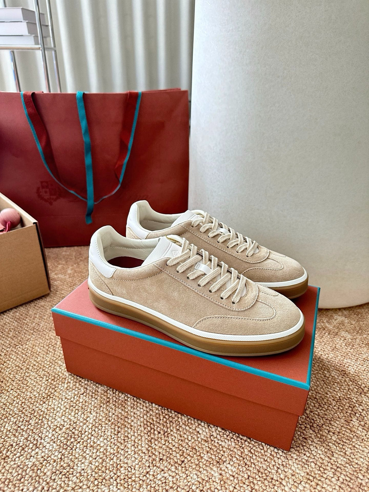 Women Loro Piana Suede Low-Top Sneakers - Sand Beige