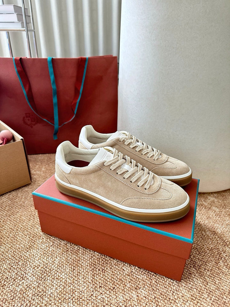 Women Loro Piana Suede Low-Top Sneakers - Sand Beige