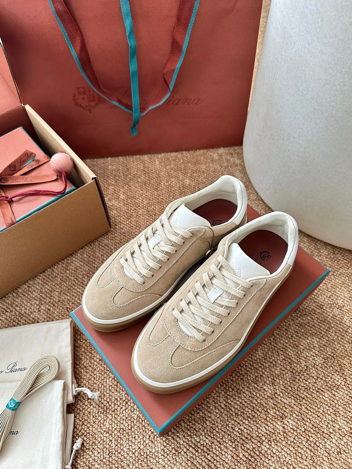 Women Loro Piana Suede Low-Top Sneakers - Sand Beige