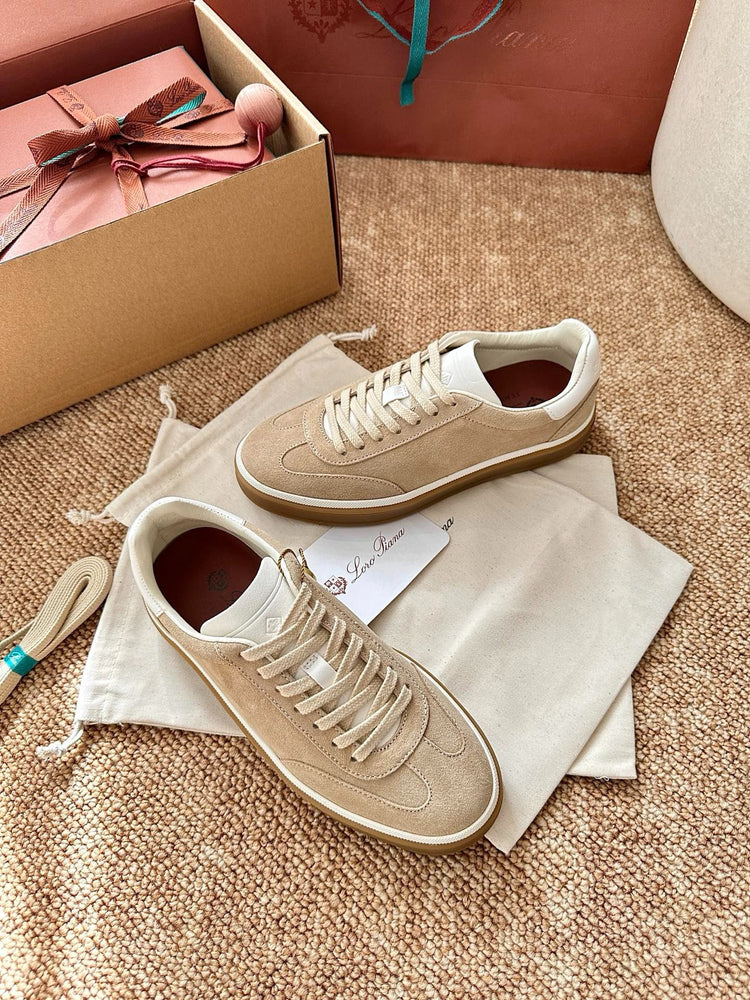 Women Loro Piana Suede Low-Top Sneakers - Sand Beige