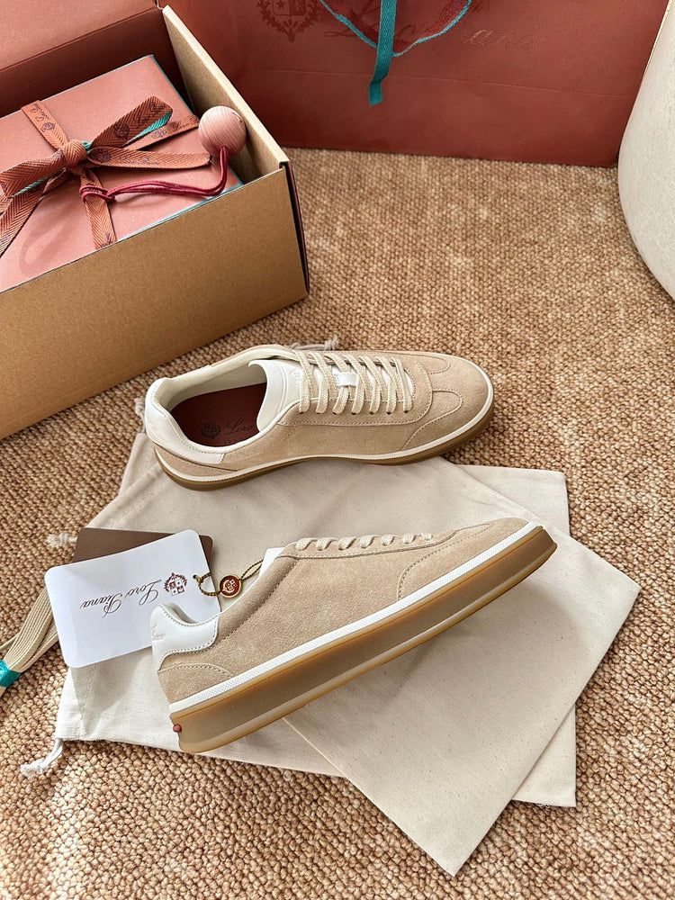 Women Loro Piana Suede Low-Top Sneakers - Sand Beige
