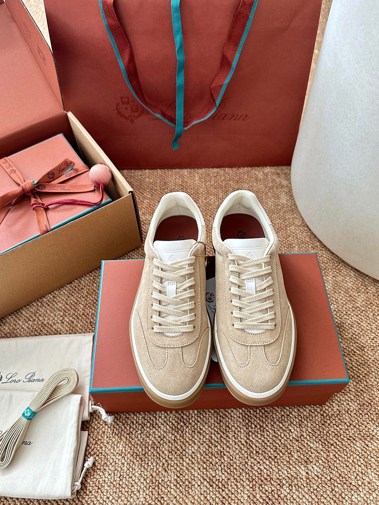Women Loro Piana Suede Low-Top Sneakers - Sand Beige