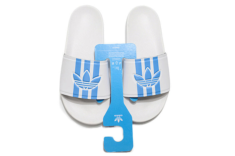 Adidas Originals Adilette White/Blue Trefoil Slide Sandals GX6969