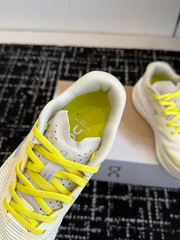 Cloudmonster Off White Lemon Yellow Cushioned Running Shoes Unisex Monster Chunky Sole Athletic Trainers