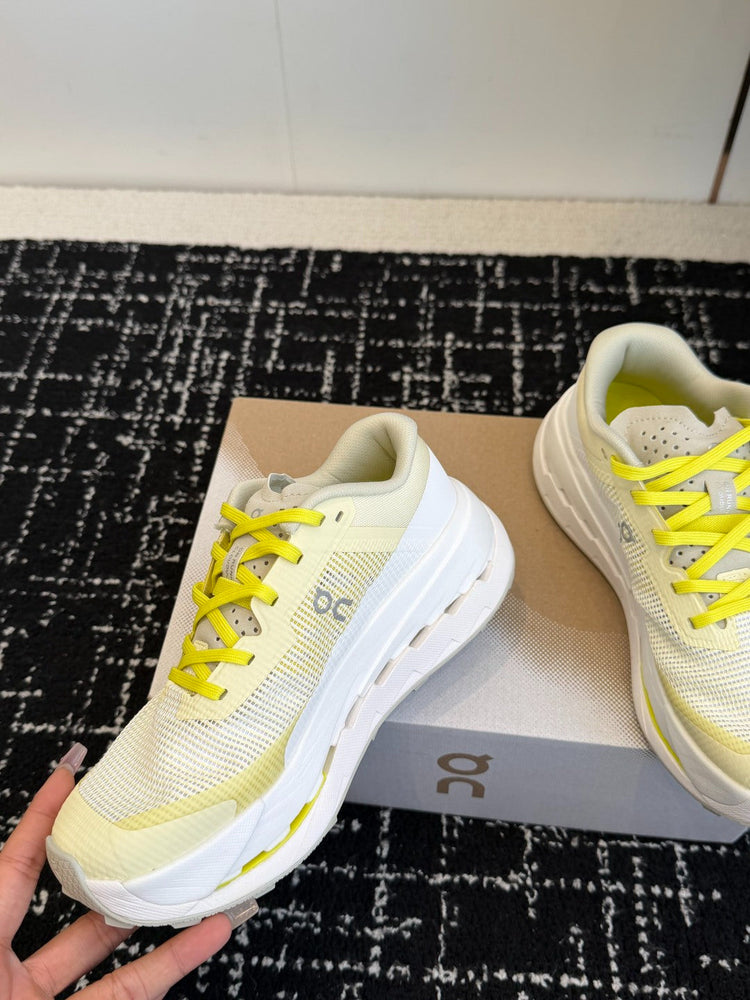 Cloudmonster Off White Lemon Yellow Cushioned Running Shoes Unisex Monster Chunky Sole Athletic Trainers