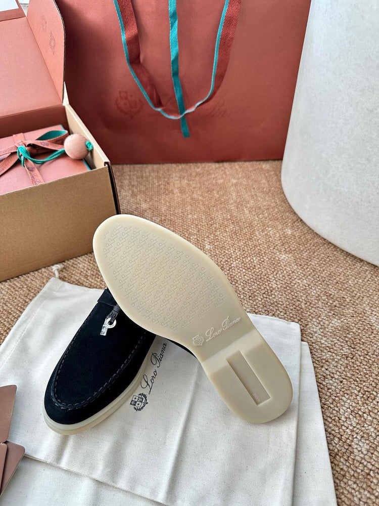 Women Loro Piana Summer Charms Walk Suede Mules - Black