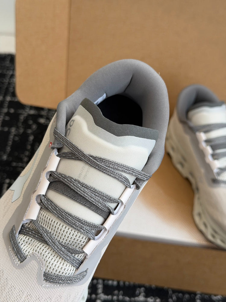 On Cloudmonster 3 Cushioned Road Running Sneakers Grey White