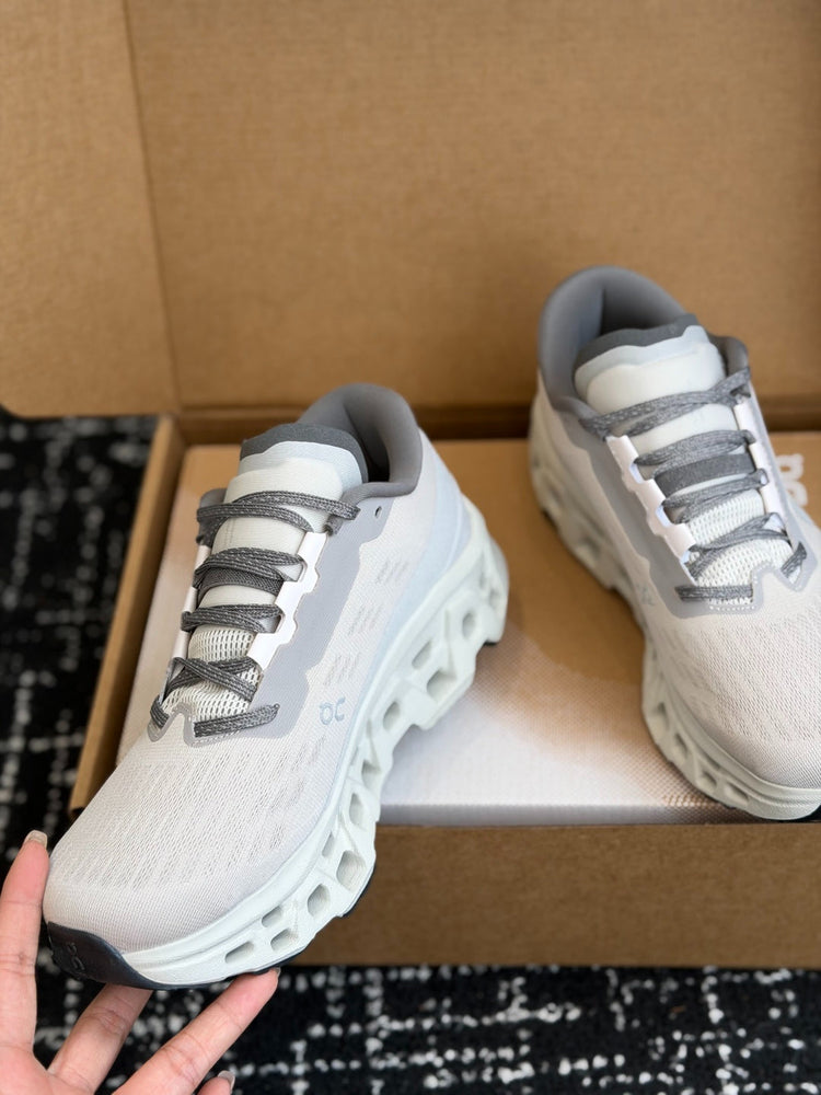 On Cloudmonster 3 Cushioned Road Running Sneakers Grey White
