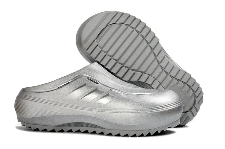 Adidas Adilette Platform Clogs Silver Metallic Slip-On Recovery Shoes JH9855