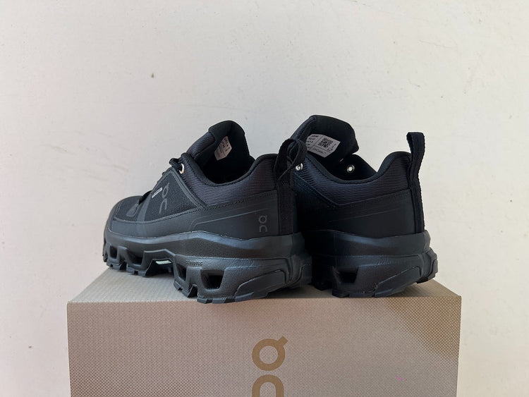 On Cloudrock Low Waterproof Hiking Shoes in All Black