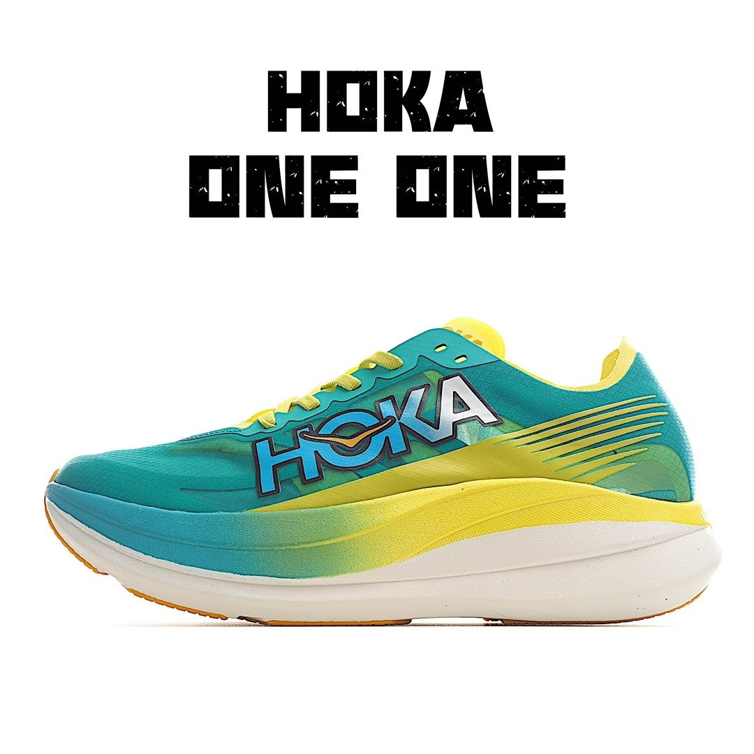 Hoka Rocket X 2 Running Shoes Green Yellow Orange