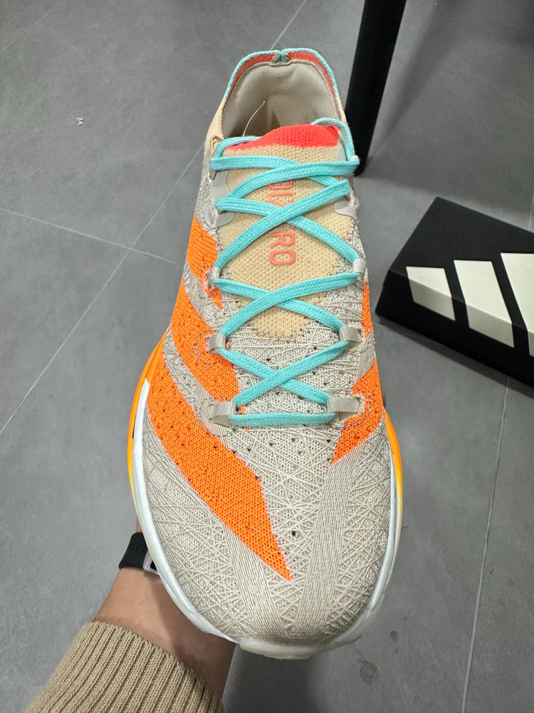 Adidas ADIZERO ADIOS PRO 4 (Beige / Orange / Turquoise colorway)