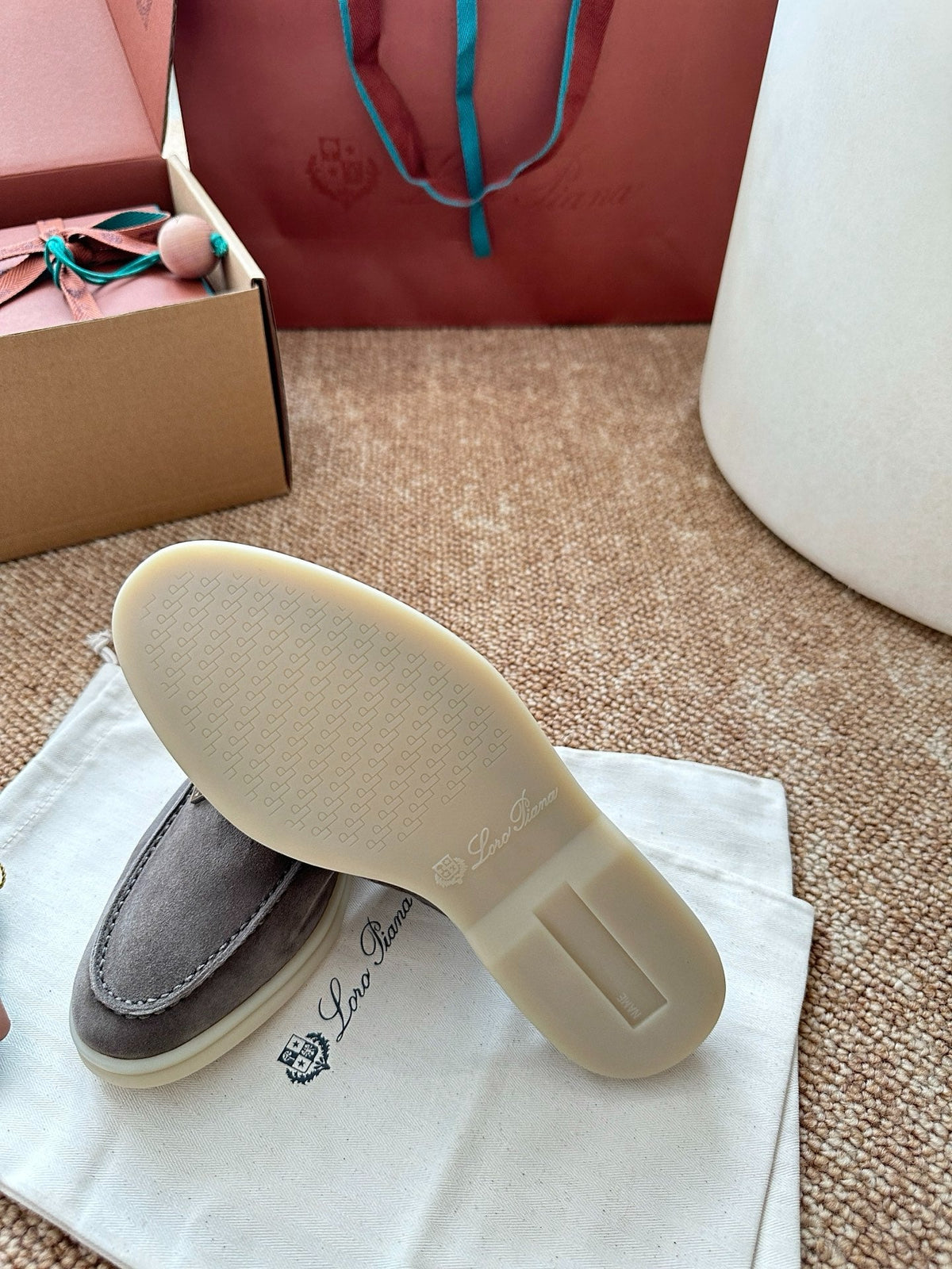 Women Loro Piana Summer Charms Walk Suede Mules - Grey