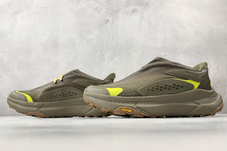 HOKA ONE ONE Project Transport "Olive / Citron" Slip-On Trail Sneakers （Style Code: 1162850-OLC）