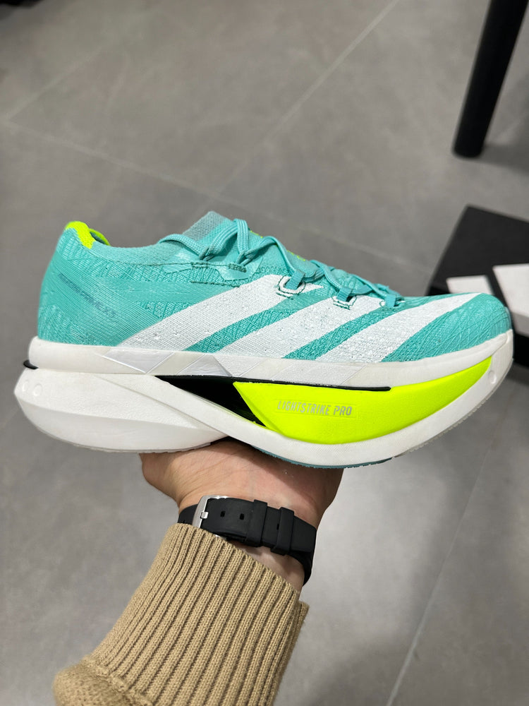 Adidas ADIZERO ADIOS PRO 4 (Turquoise / White / Volt colorway)