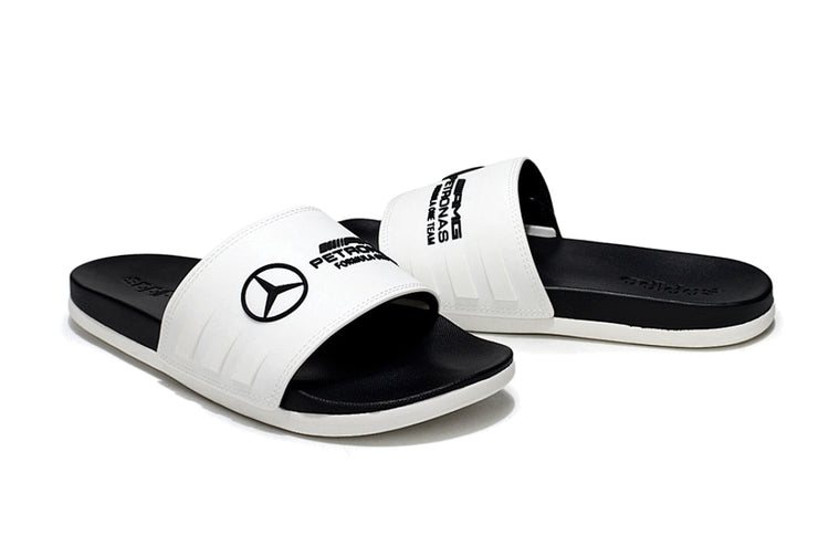 Adidas x Mercedes-Benz Adilette Slides White Black Custom-Edition