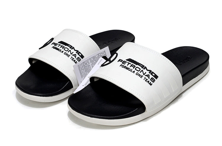 Adidas x Mercedes-Benz Adilette Slides White Black Custom-Edition