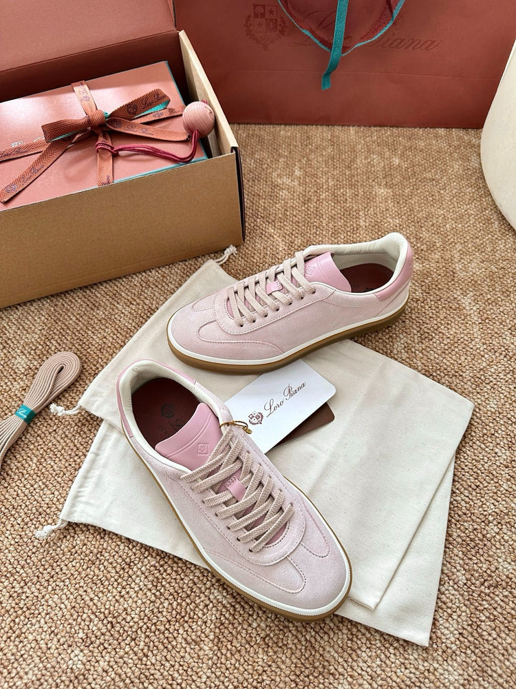 Loro Piana Suede Low-Top Sneakers - Blush Pink