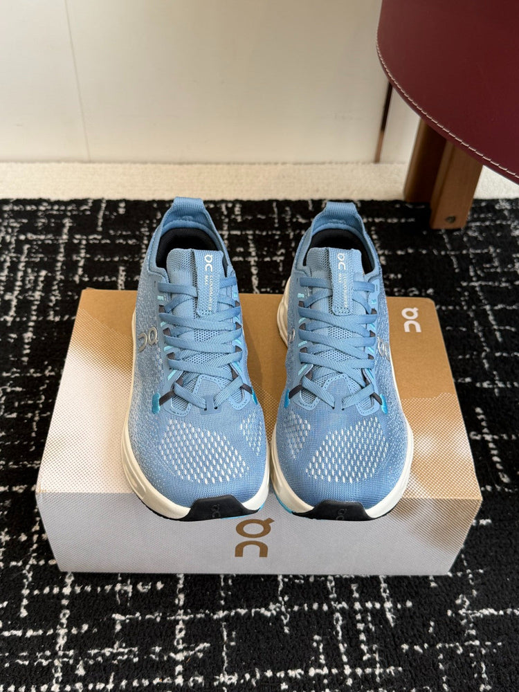 Cloudsurfer Max Cushioned Running Sneakers Light Blue Breathable Knit Sport Shoes Unisex