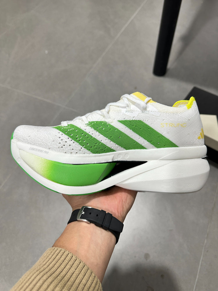 Adidas ADIZERO ADIOS PRO 4 (Cloud White / Green / Yellow colorway)