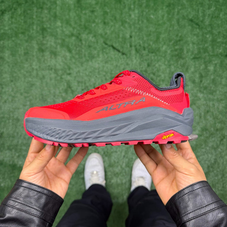 Altra Olympus 6 Red Grey Zero Drop Breathable Trail Running Sneakers